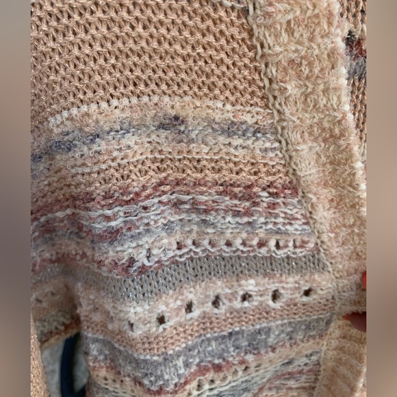 Chicos Size 1 (oversized, so equiv to 12-14) open front loose-weave cardigan - Picture 2 of 6